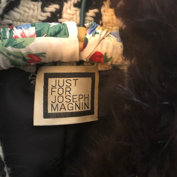 Vintage houndstooth coat with fur collar and cuffs - Picture 4 of 5